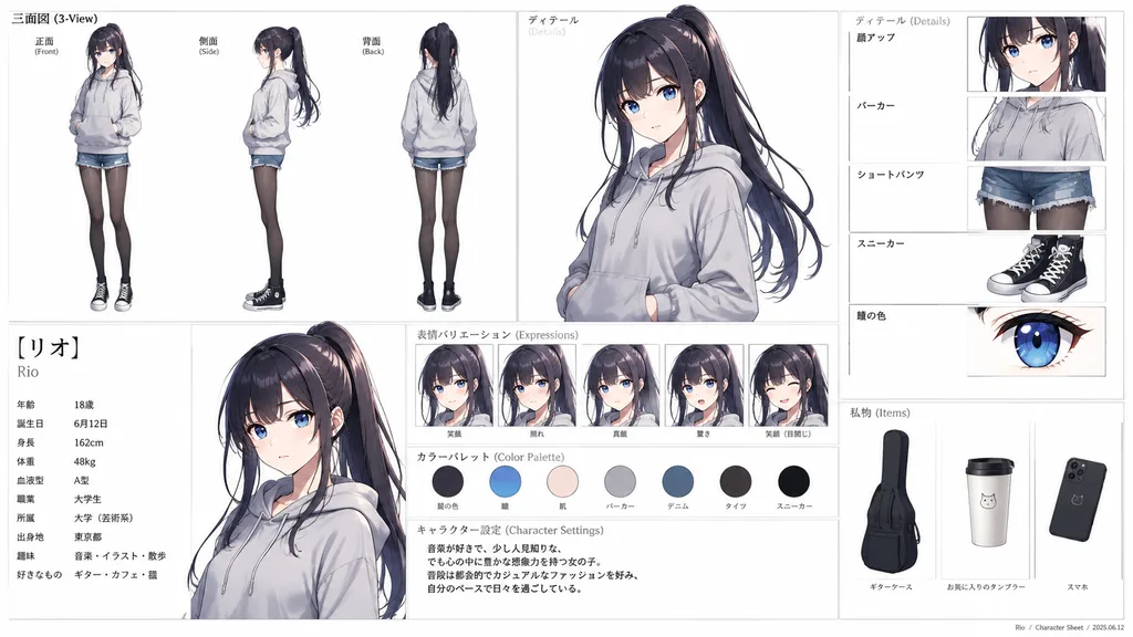 動漫少女角色三視圖設定集