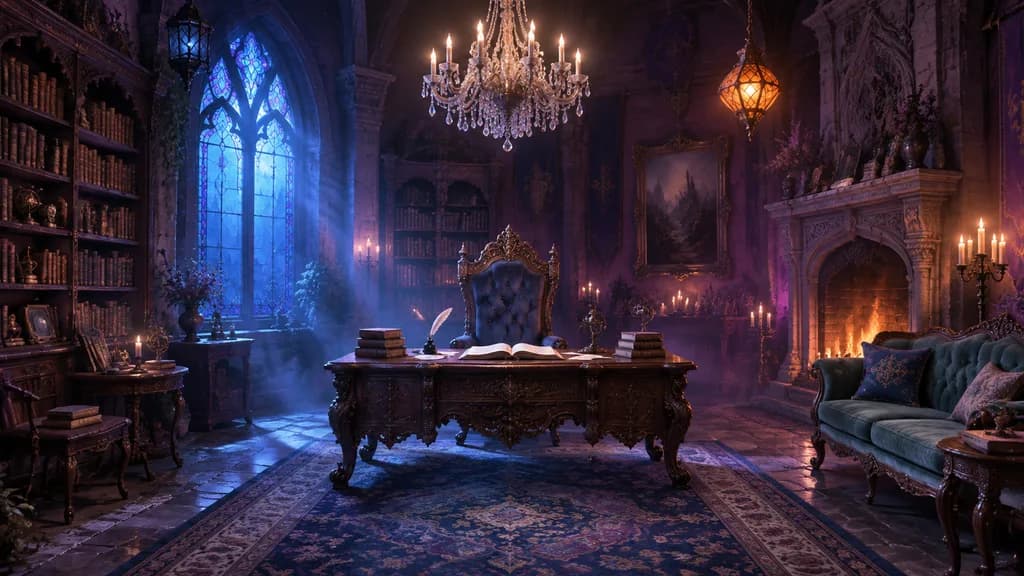 Enchanted Gothic Library Study Interior