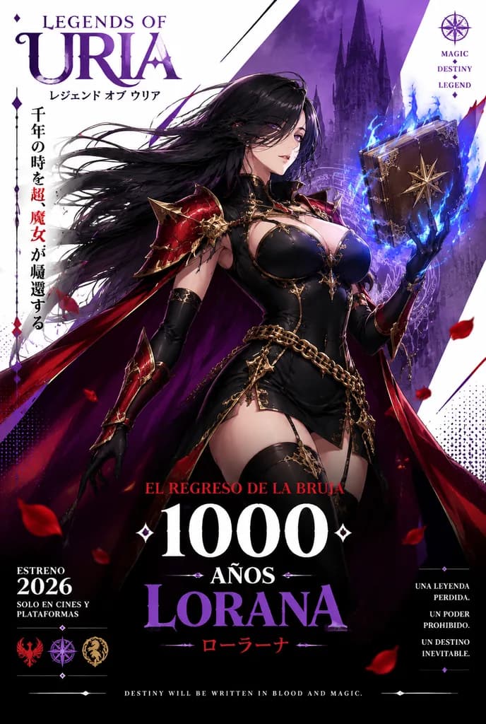 アニメ風の闇の魔女映画ポスター