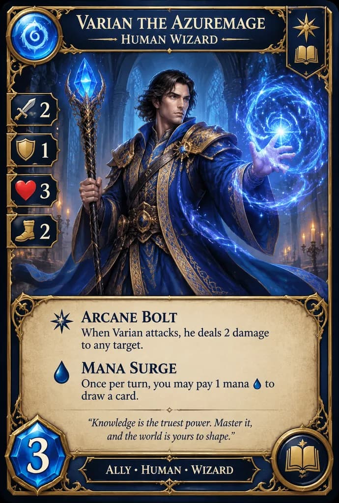 Fantasy Wizard Collectible Trading Card