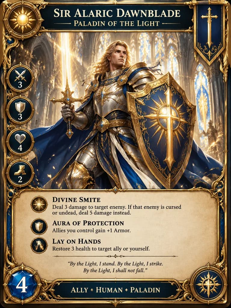 Carta de Jogo Colecionável de Paladino Fantástico