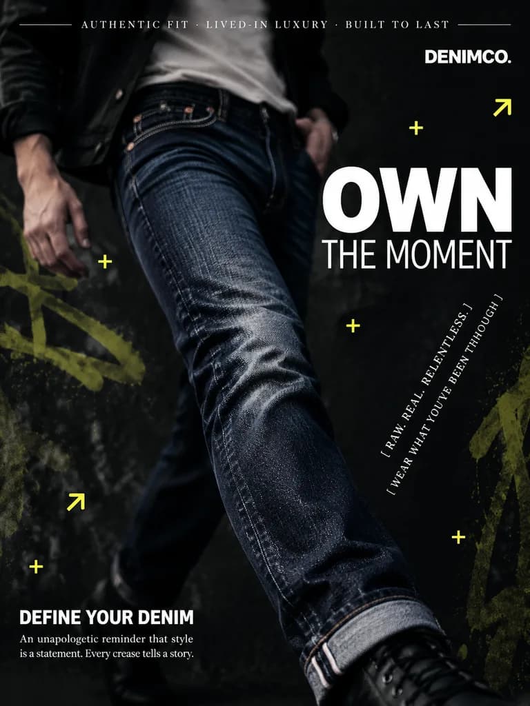 Editorial Raw Denim Fashion Poster