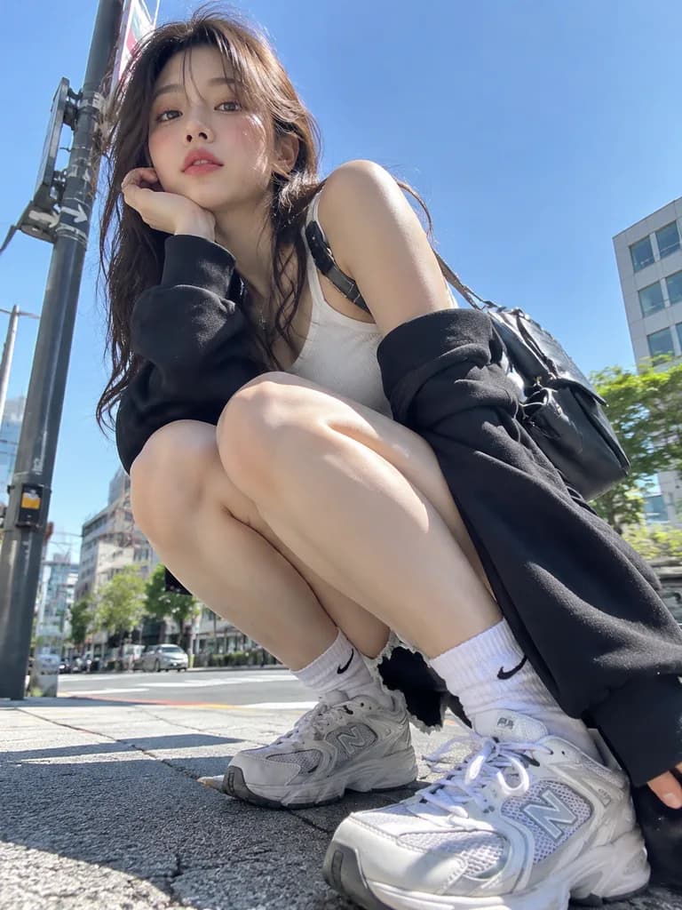 Low-Angle Urban Street Portrait