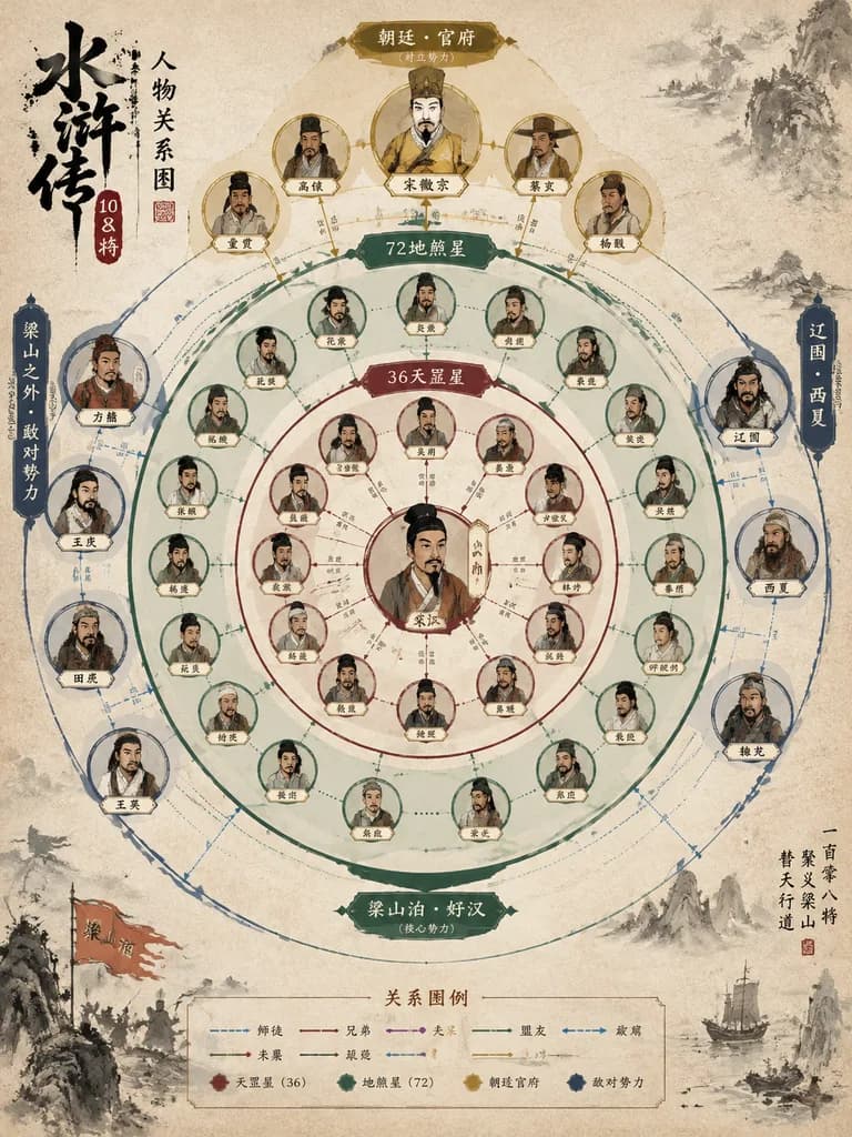 水滸伝百八星相関図ポスター