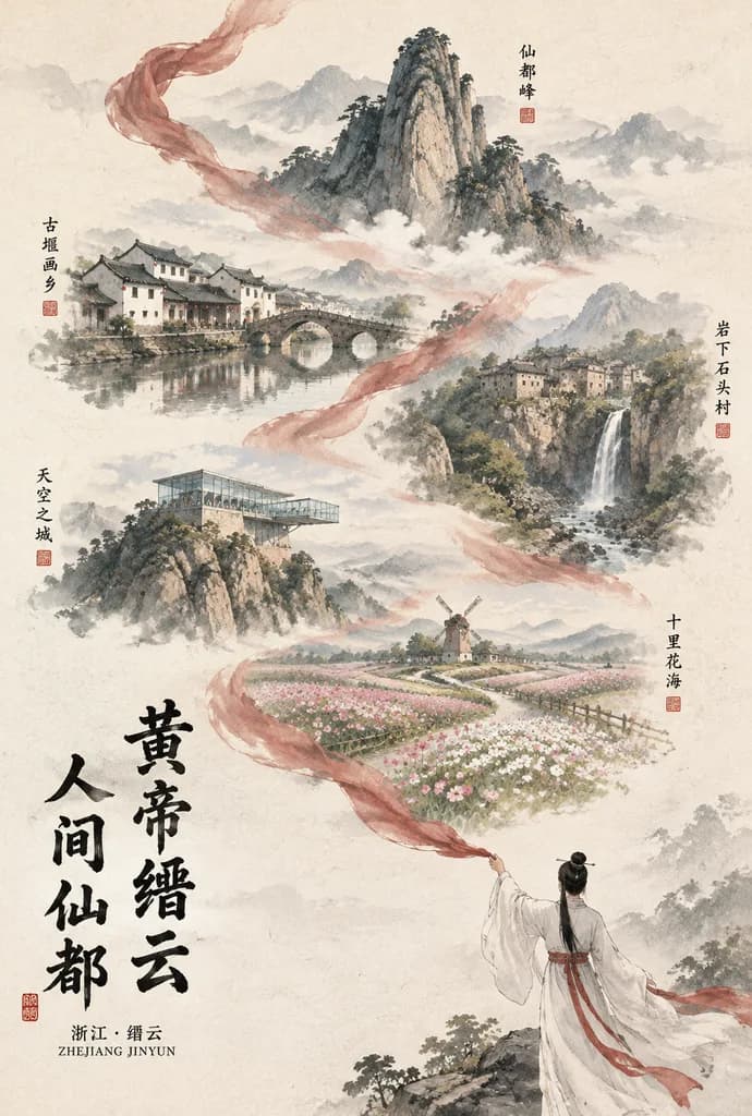 Chinese Ink Wash Travel Poster