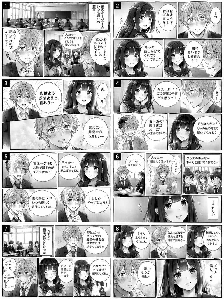 学園恋愛漫画の単ページレイアウト