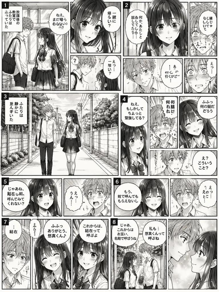 放学放课后的校园恋爱漫画单页