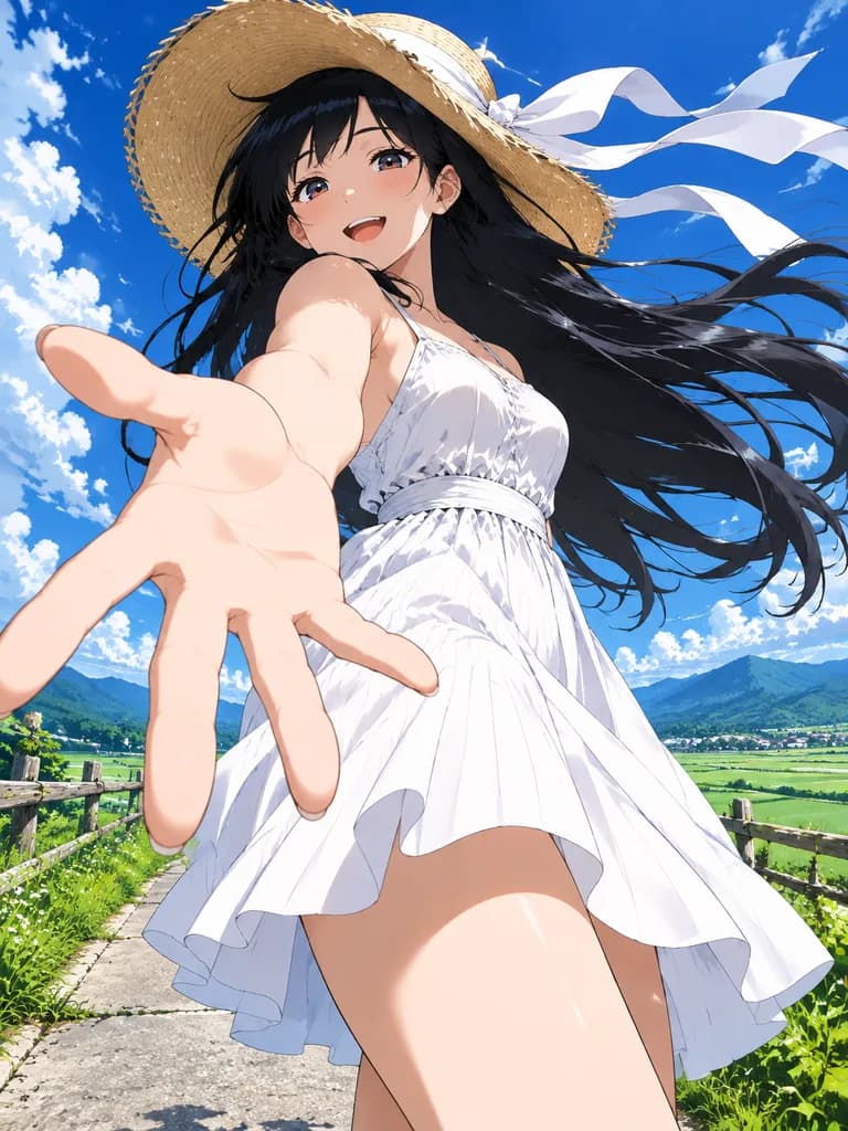 ローアングルの夏空アニメハンドリーチ