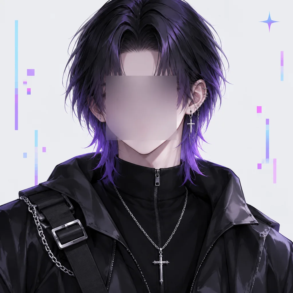 Goth Cyberpunk Anime Icon Portrait