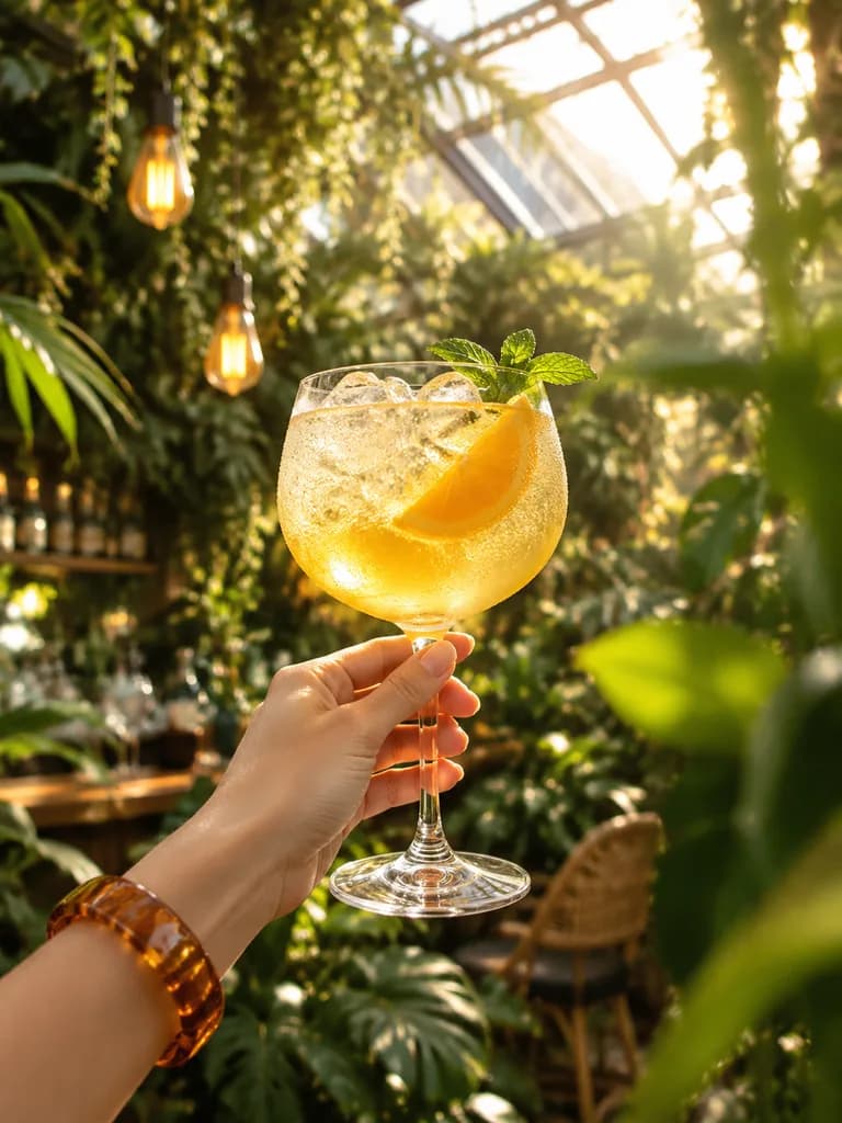 Sunlit Citrus Cocktail in Greenhouse Bar