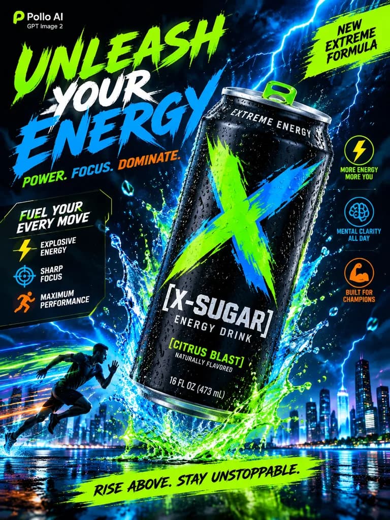 Neon Sports Energy Drink Poster