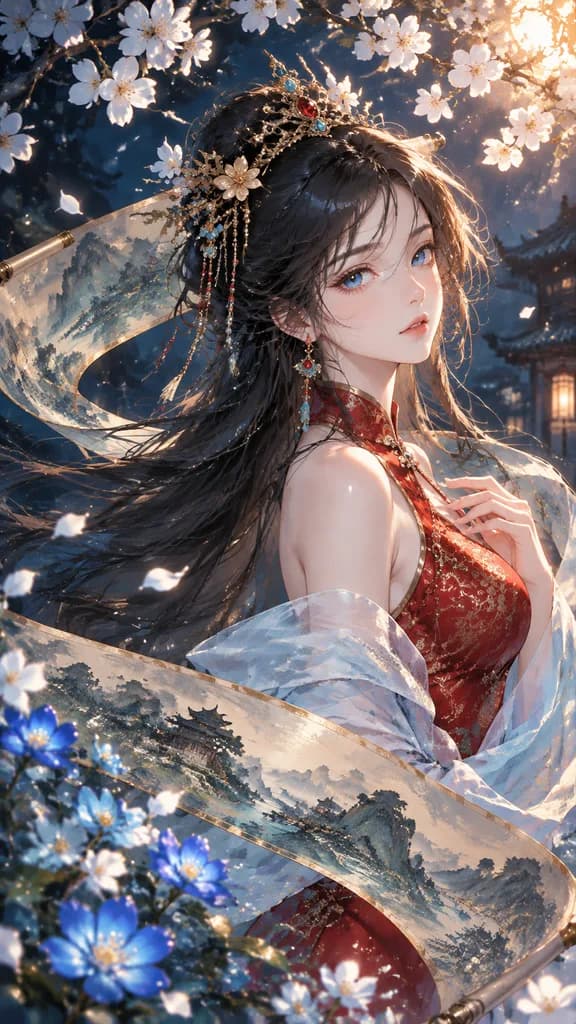 チャイナドレスの東洋ファンタジー美少女
