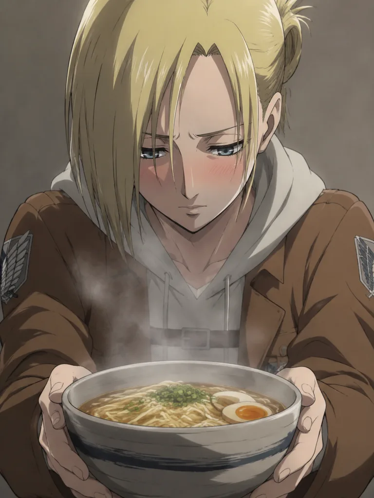 Anime Character Handing Steaming Noodles