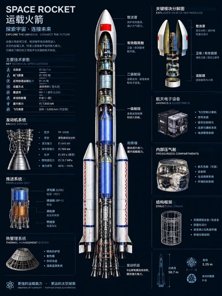 Technical Rocket Cross-Section Poster