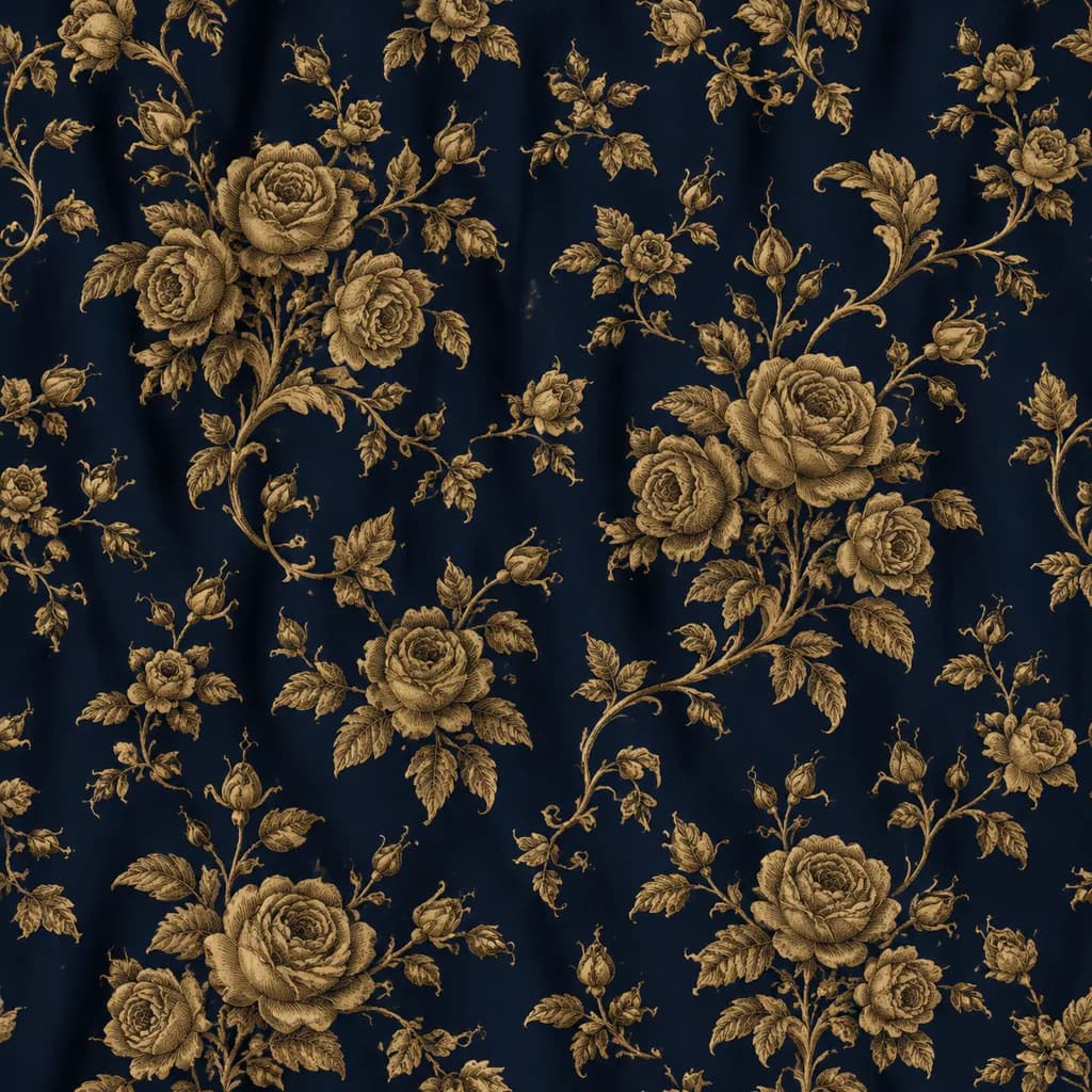 Antique Gold Rose Damask Pattern