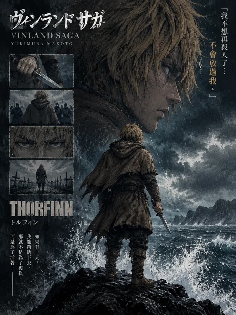Seinen Manga Stormy Sea Character Poster