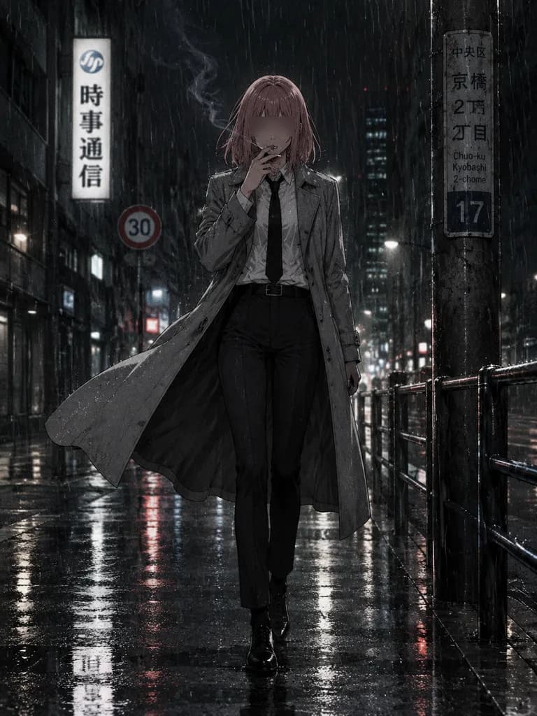 Rainy Tokyo Anime Noir Street Walk