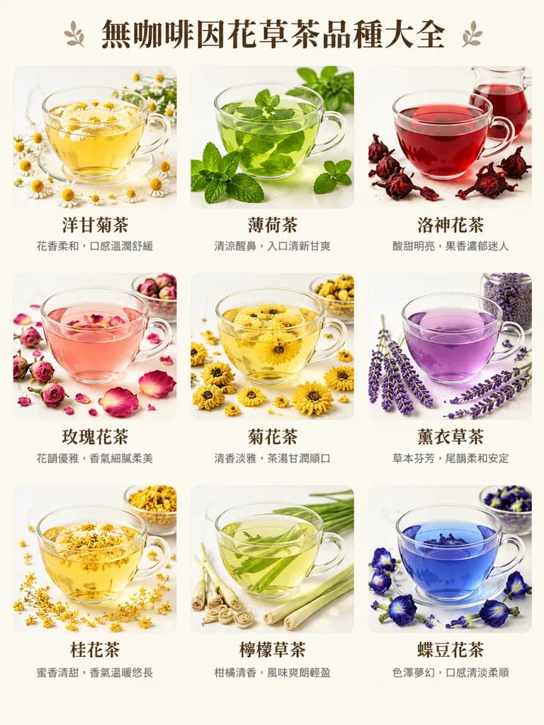 Caffeine-Free Herbal Tea Guide Poster