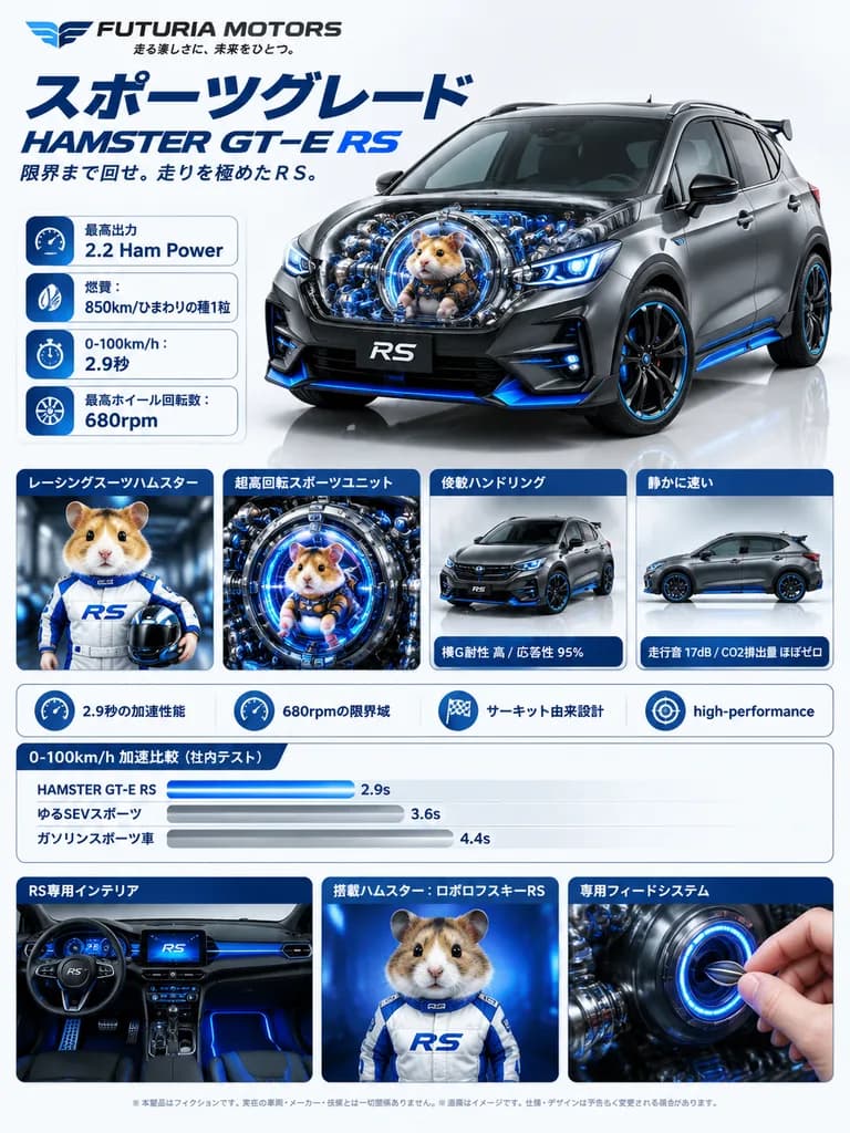 ハムスターエンジン搭載 日本車カタログ風ポスター