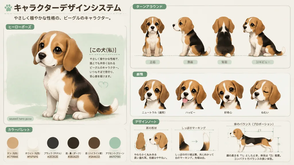 日本風ビーグル犬マスコット設定資料集