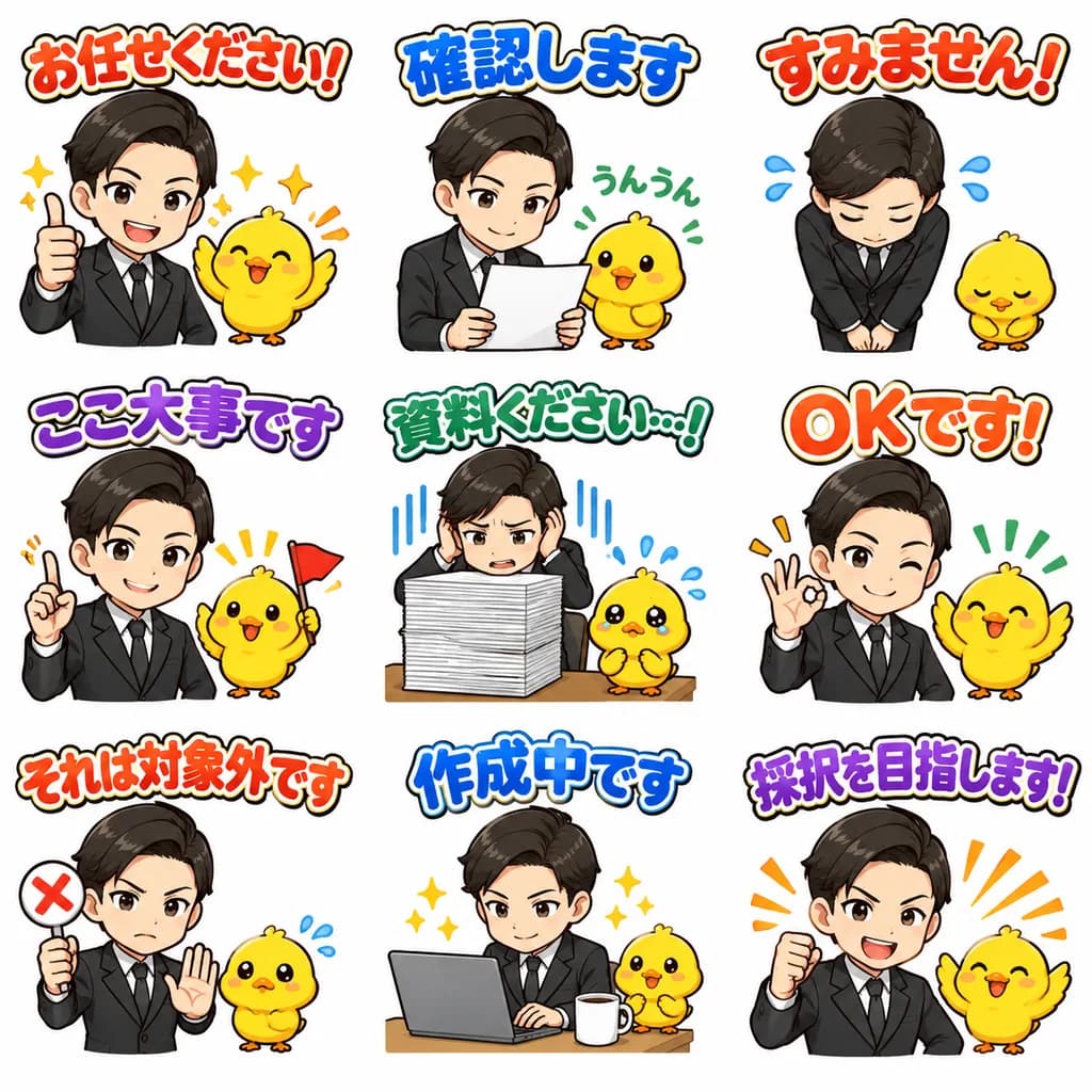 Japanese Office Mascot LINE Sticker Sheet