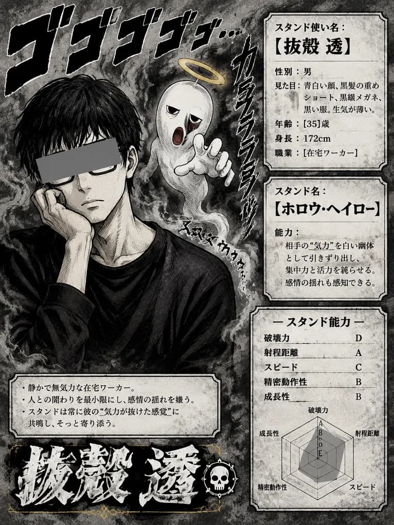 Manga Stand User Profile Card