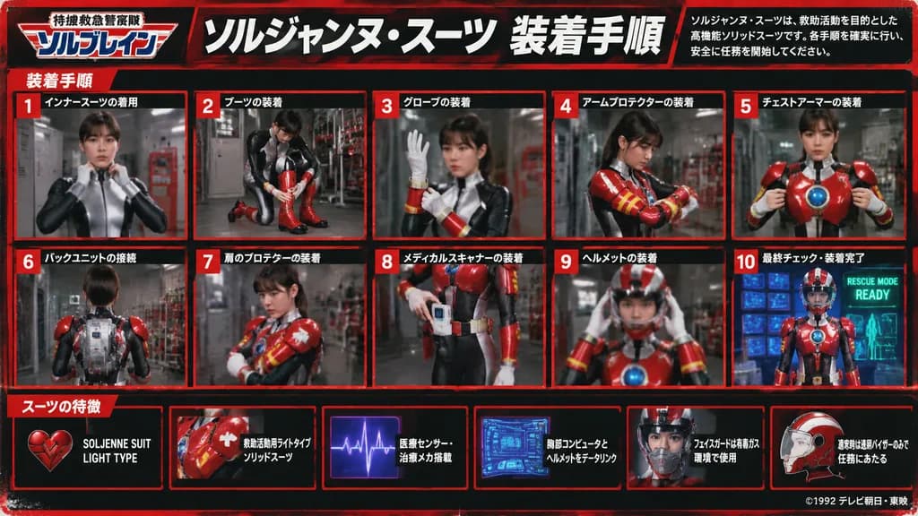 Retro Tokusatsu Hero Suit Instruction Poster
