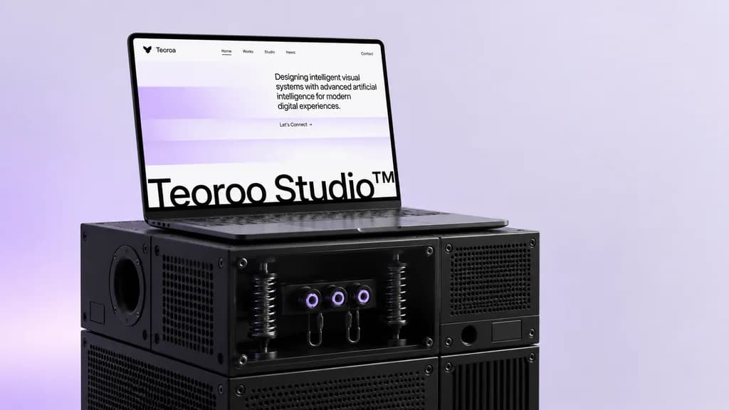 Minimalist Laptop on Modular Industrial Pedestal