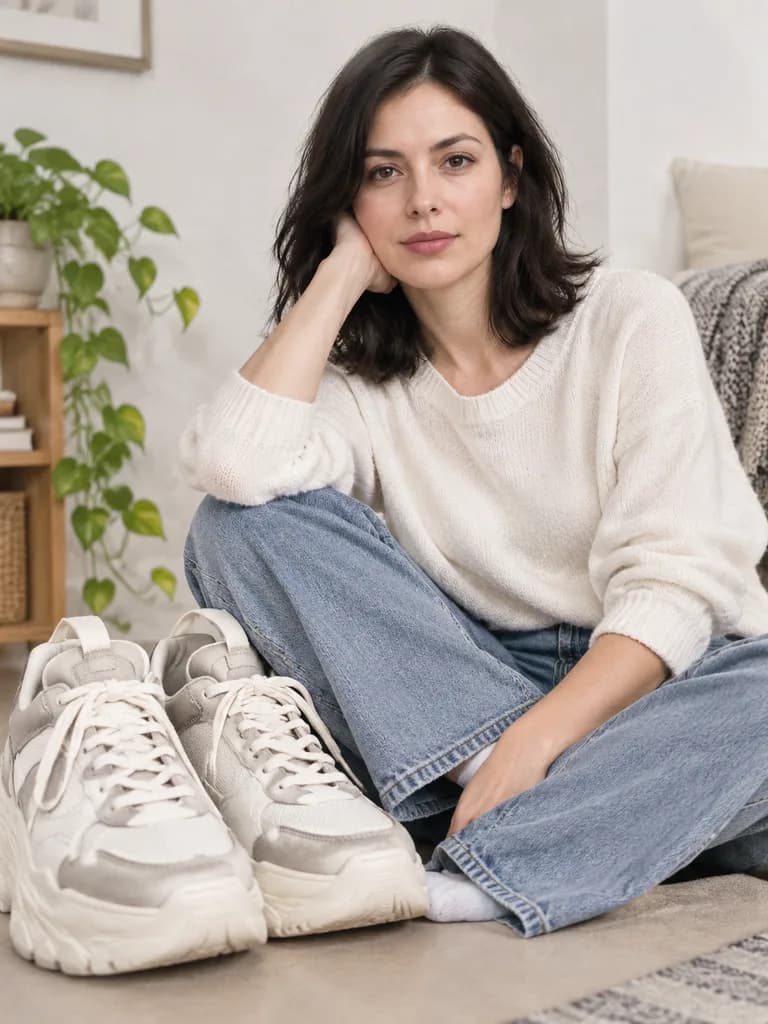 Retrato de Moda con Zapatillas Gigantes