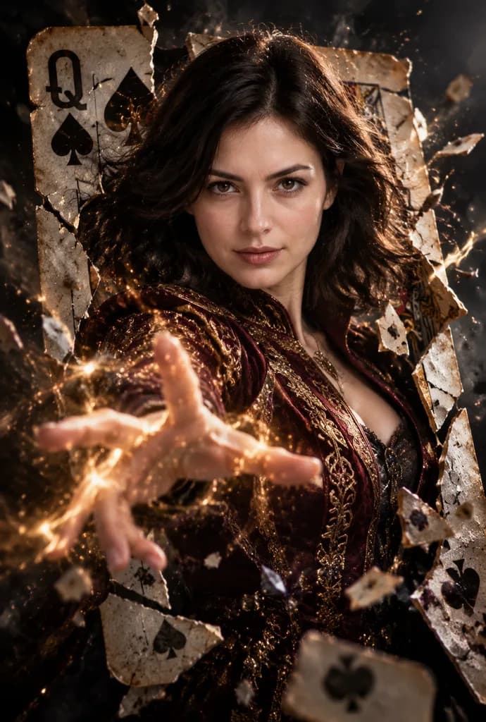 Sorcerer Bursting Through Playing Card Poster