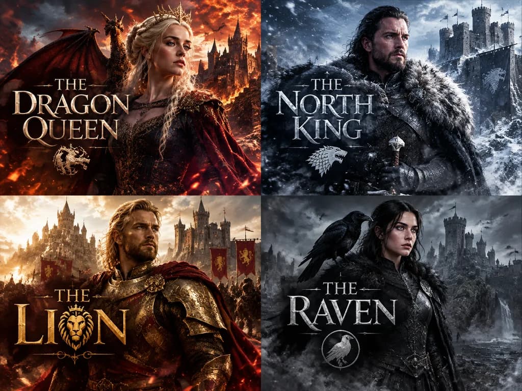 ファンタジー君主の映画風グリッドポスター