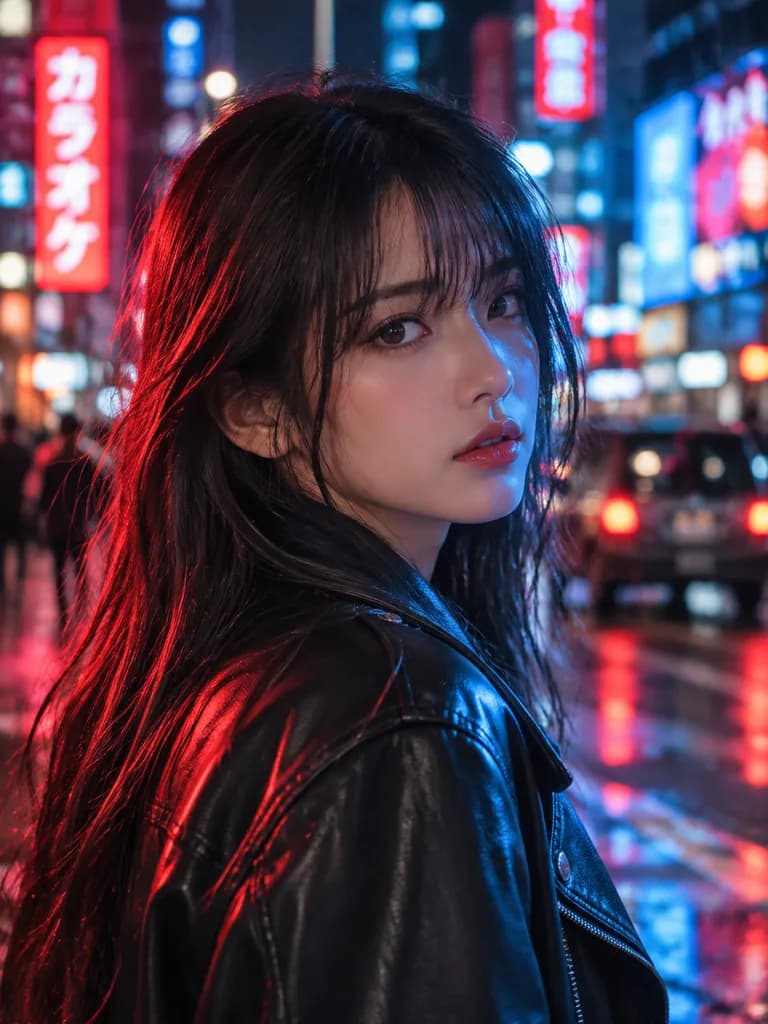 사이버펑크 네온 나이트 포트레이트