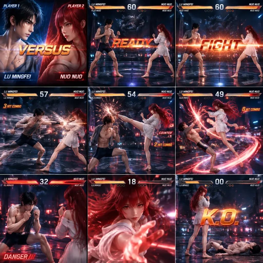格闘ゲーム戦闘絵コンテグリッド