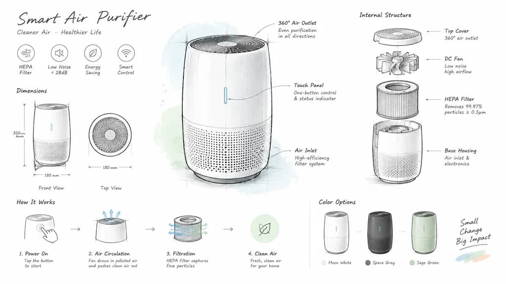 Minimalist Engineering Product Design Sketch