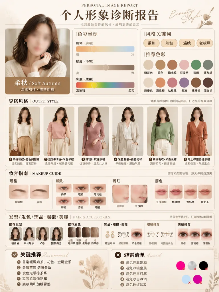 Soft Autumn Personal Styling Diagnostic Infographic
