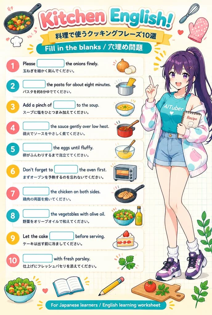 Kitchen English Fill-in Worksheet Poster