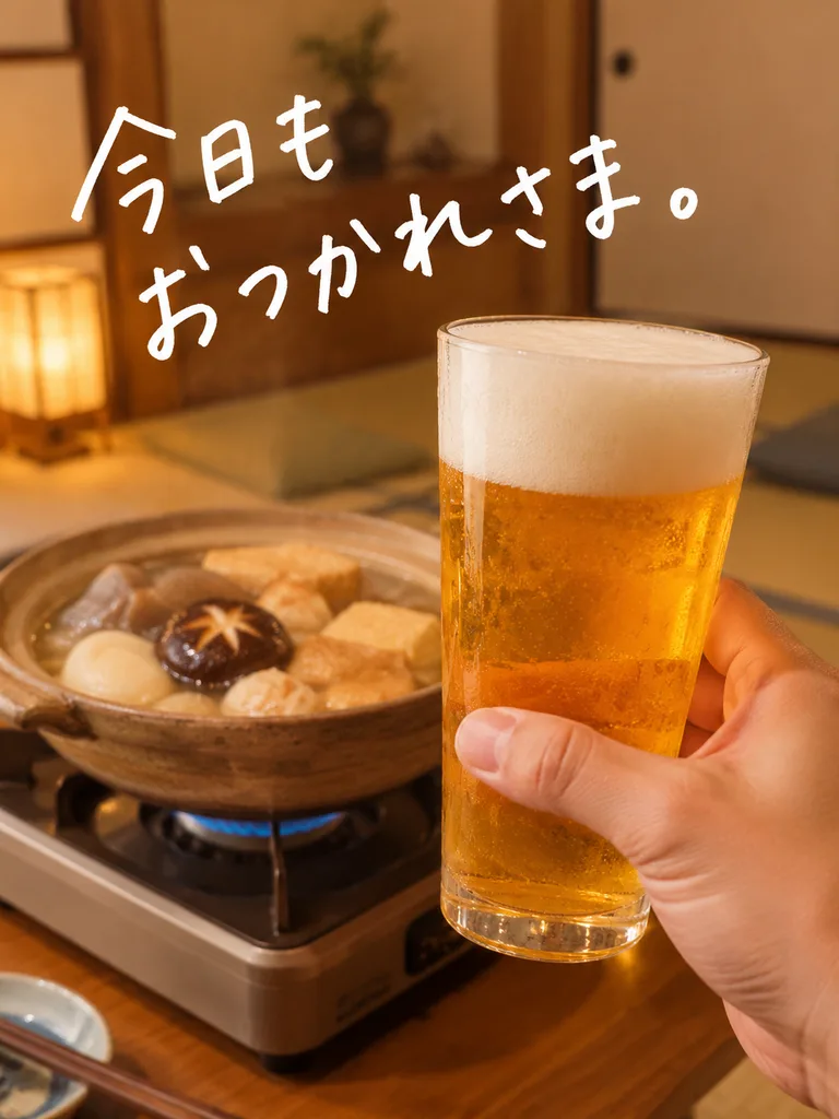 Cozy Evening Beer Toast with Oden