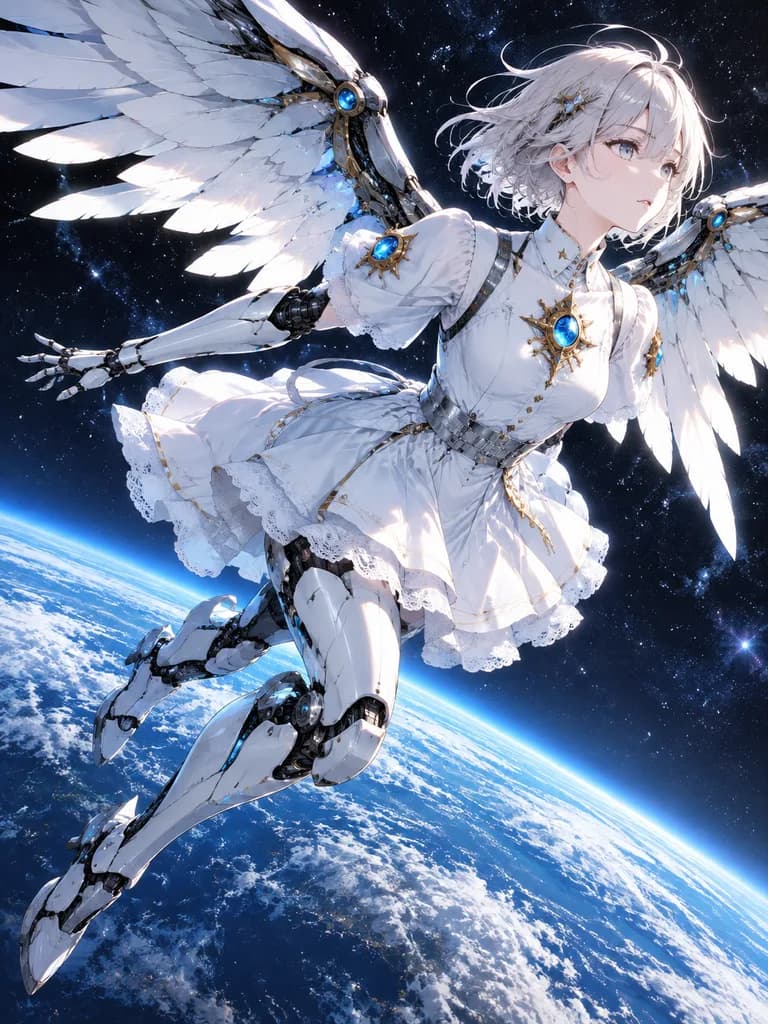 Angelic Cyber Android in Orbit
