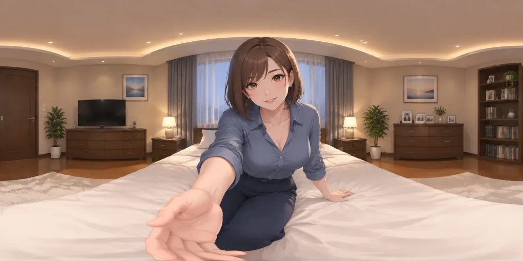 Сцена в спальне аниме POV VR