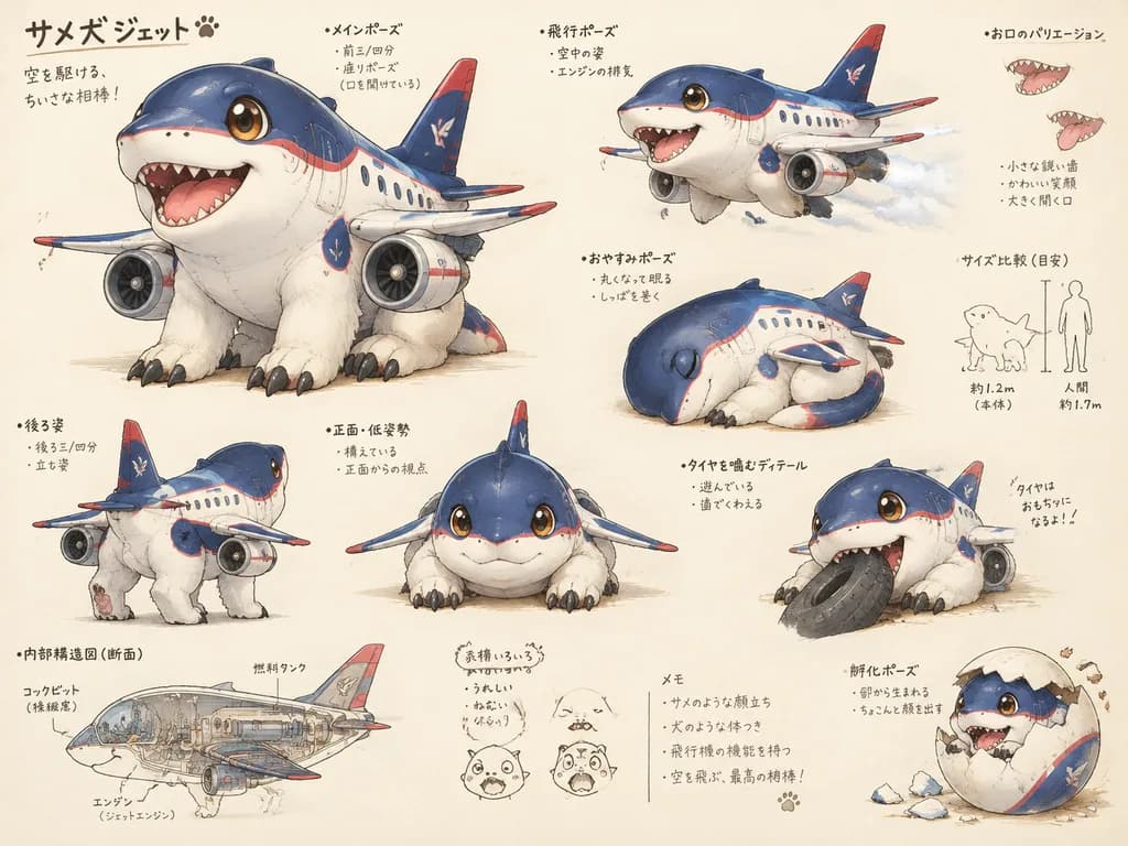 Jet Airplane Puppy Creature Sheet