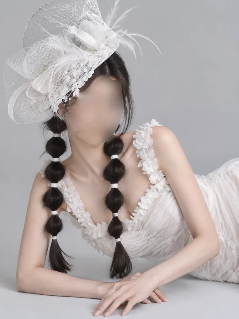 패시네이터를 착용한 브라이덜 에디토리얼 인물화