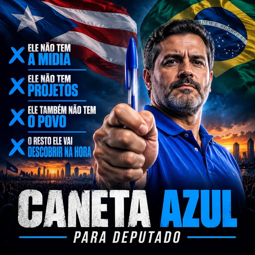 Satirical Blue Pen Political Campaign Poster