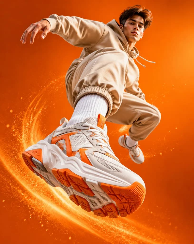 Low-Angle Athletic Sneaker Advertisement