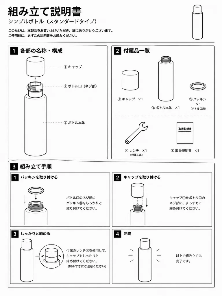ミニマルな家具組み立て説明書