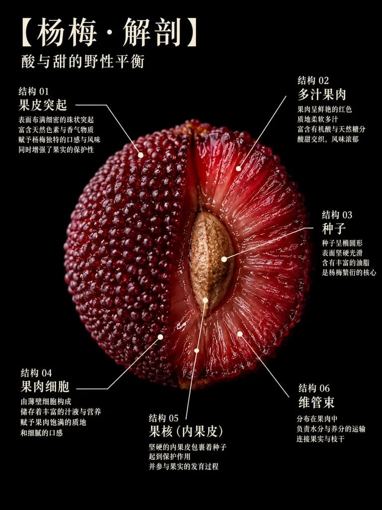 Chinese Bayberry Botanical Anatomy Infographic