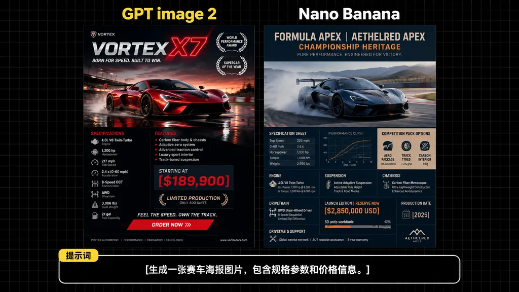 AI Model Supercar Poster Benchmark Comparison