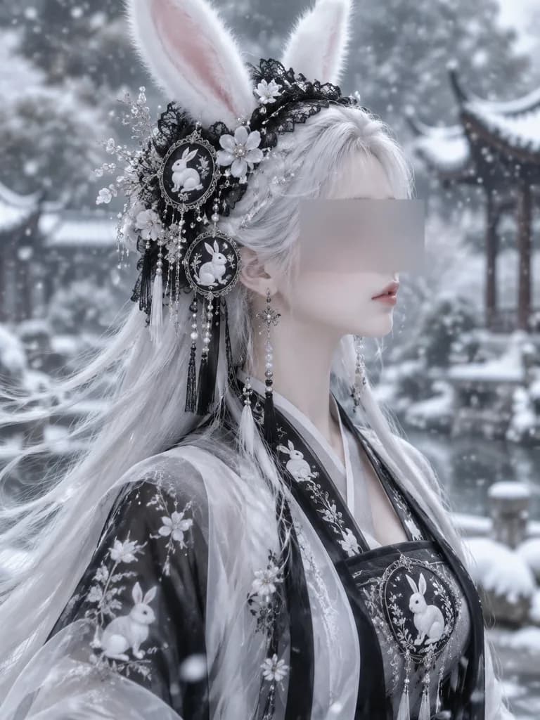 겨울 설경 토끼귀 한푸 포트레이트