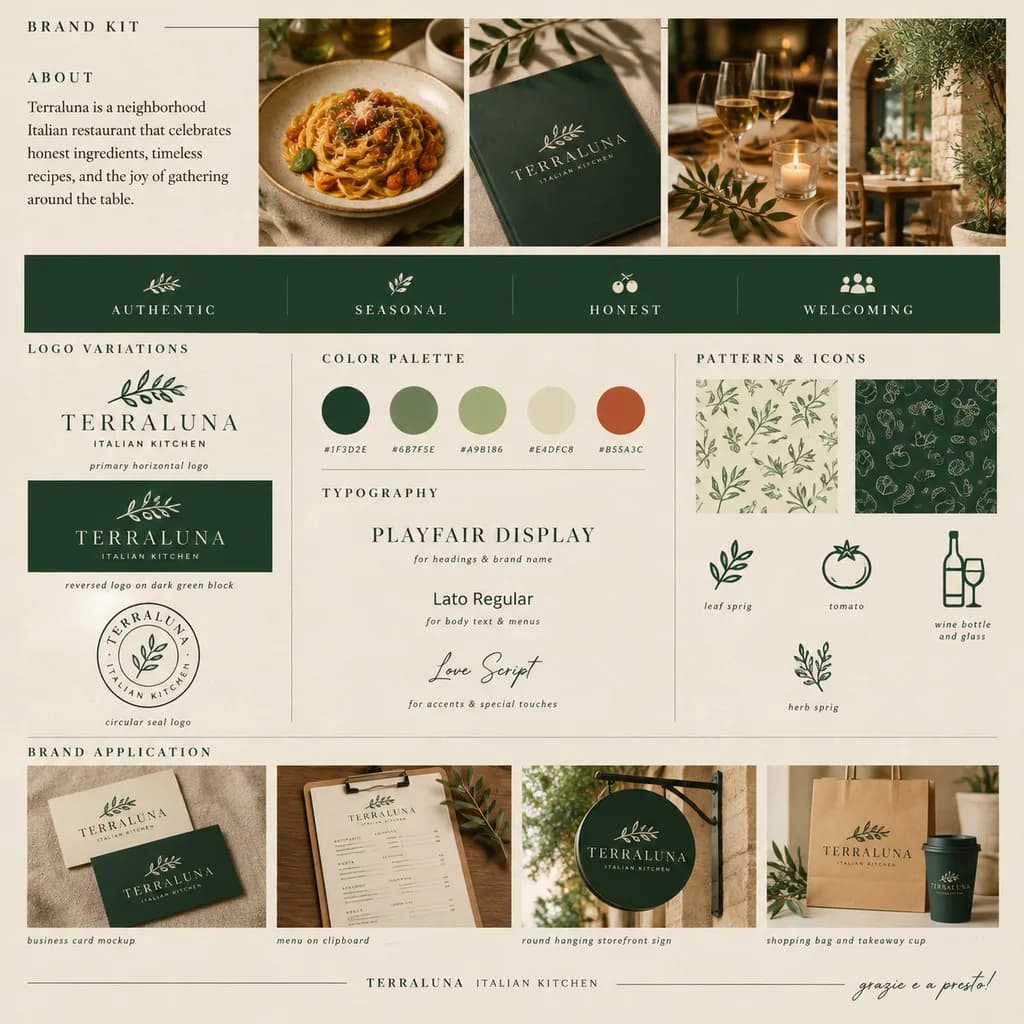 Italian Restaurant Brand Identity Board