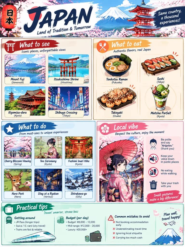 イラスト入り旅のインフォグラフィックポスター