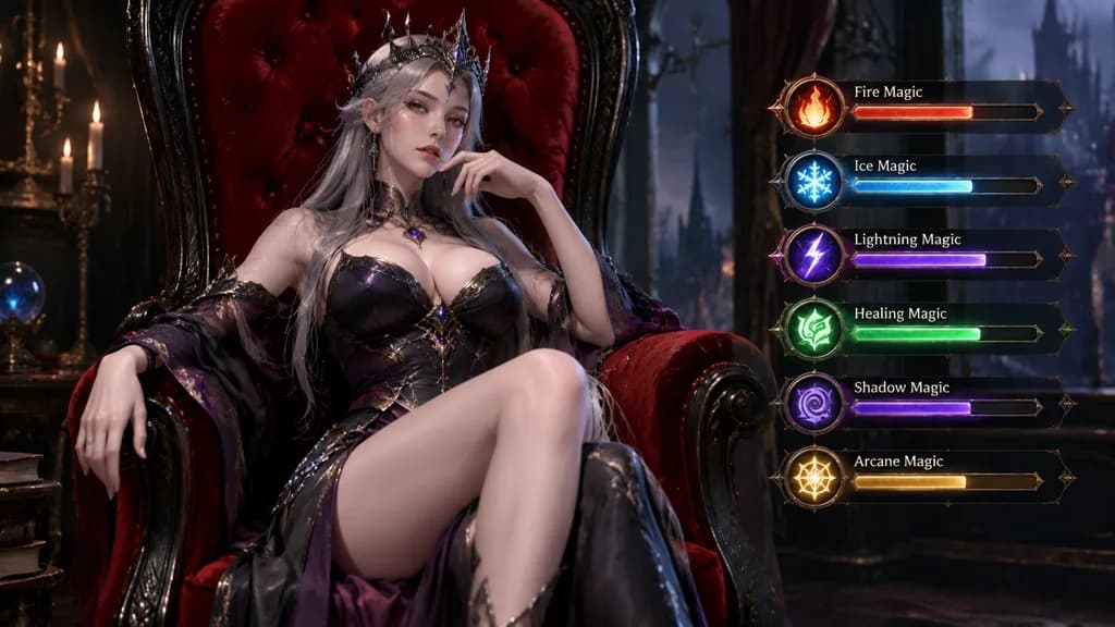 3D Game Sorceress with Ability UI
